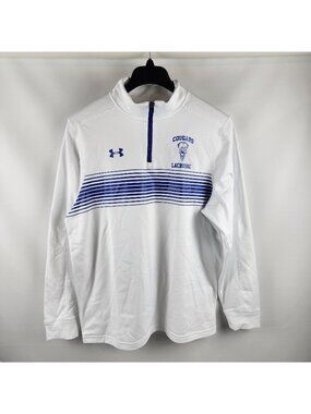 Under Armour Mens L White Royal Qualifier Novelty 1/4 Zip Cougars Lacrosse NWT